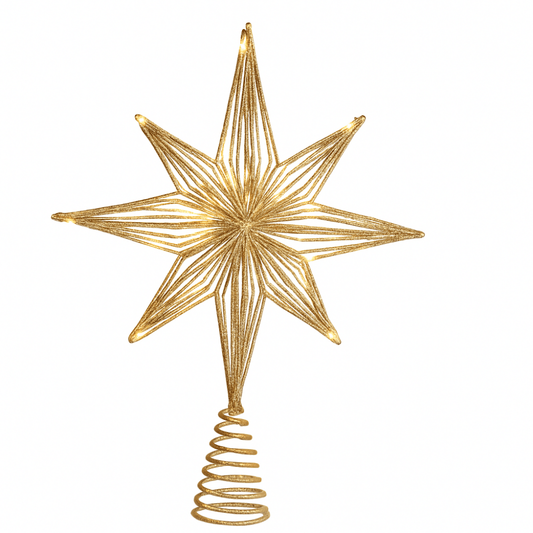 Topstjerne til juletræ med LED lys - Hyggeshoppen