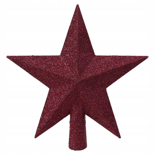 Topstjerne til juletræ 19 cm mørkerød - Hyggeshoppen